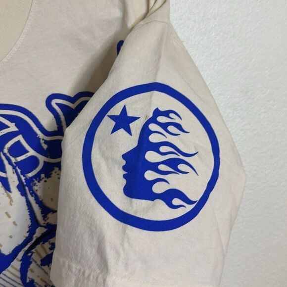 NEW-Hellstar- Yoga school of enlightenment- cream and blue- men's size large - Picture 5 of 10